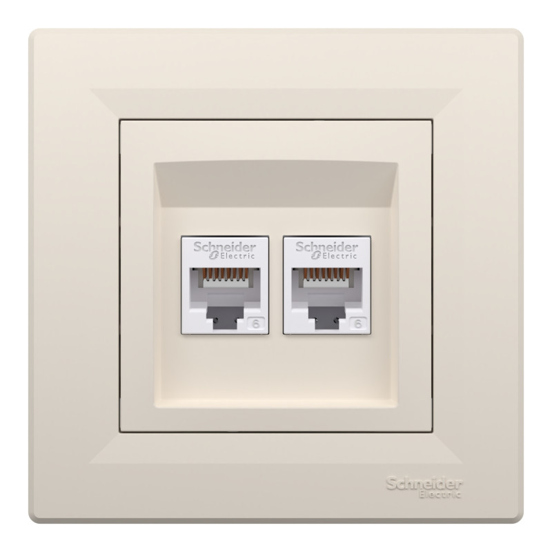Розетка компьютерная с рамкой RJ45 UTP кат.6 Asfora слоновая кость ABS [EPH4800123] Шнейдер Электрик