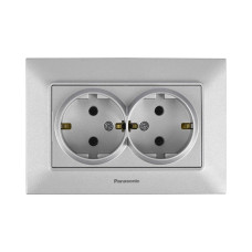 Розетка подвійна із заземленням Arkedia Slim срібна ABS [WNTC02052SL-UA1] Panasonic