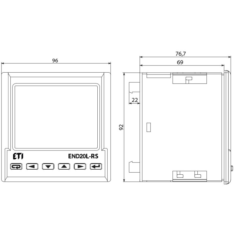 Трехфазный анализатор сети 85-253V AC/90-300V DC 96x96мм RS-485 [4656950] END20L-RS ETI