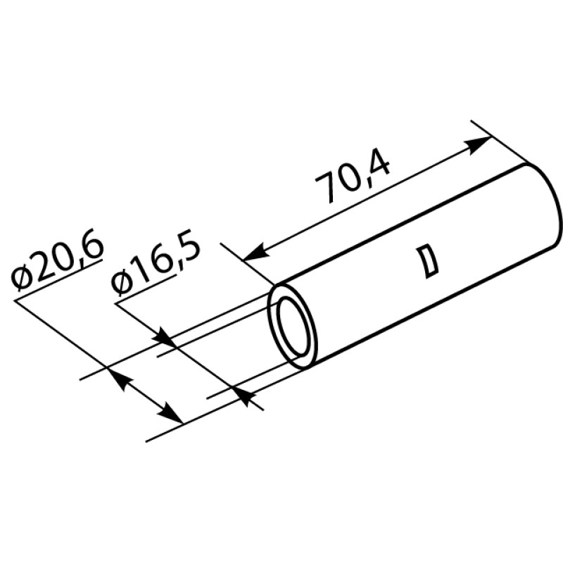 Гільза луджена 150 кв.мм. довжина: 70,4мм (1 шт.) [A0060080013] GT-150 АСКО