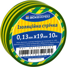 19x0,13мм 10м Изоляционная лента ПВХ желто-зеленая [A0150020008] АСКО