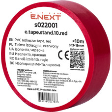 19x0,13мм 10м Изоляционная лента ПВХ красная [s022001] E.NEXT e.tape.stand.10.red