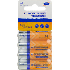 Батарейка АА щелочная 1.5V shrink card 4шт [Аско.LR6.SC4] АСКО-УКРЕМ
