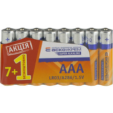 Батарейка ААА щелочная 1.5V shrink 7+1шт [Аско.LR03.S7F1] АСКО-УКРЕМ
