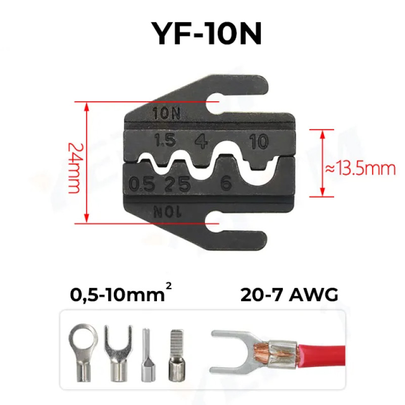 Матрица YF-10N 0.5-10 мм.кв 20-7 AWG для кримпера серии YF [YF-10N] TACTIX