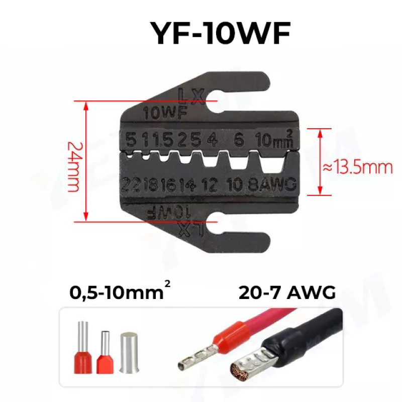 Матрица YF-10WF 0.5-10 мм.кв 20-7 AWG для кримпера серии YF [YF-10WF] TACTIX