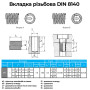 Резьбовая вставка пружинная DIN8140 M6x1 шаг 1мм L=2D нержавеющая сталь [INRTRTR070610020V0] Volkel