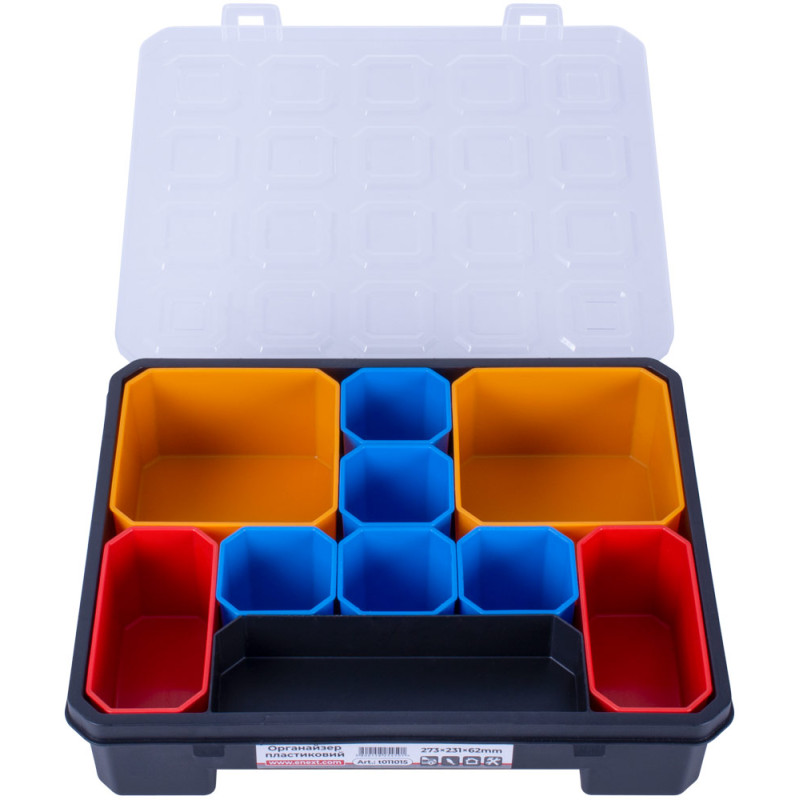 Органайзер 10 отделений 273х231х62мм пластиковый [t011015] e.toolbox.pro.15 E.NEXT