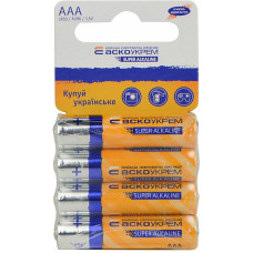 Батарейка ААА щелочная 1.5V shrink card 4шт [Аско.LR03.SC4] АСКО-УКРЕМ