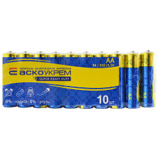 Батарейка АА солевая 1.5V shrink 10шт [Аско.R6.SP10] АСКО-УКРЕМ