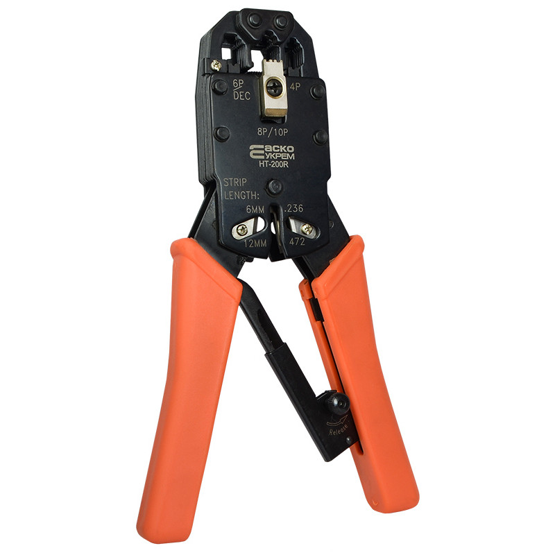 Кримпер для обтиску 6Р4С/RJ-11, 6Р6С/RJ-12, 8Р8С/RJ-45, 10P10C, 4P4C конекторів [A0170010067] HT-200R АСКО