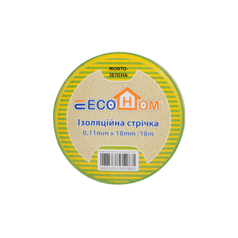 18x0,11мм 18м Изоляционная лента ПВХ желто-зеленая [ECO0150020018] АСКО