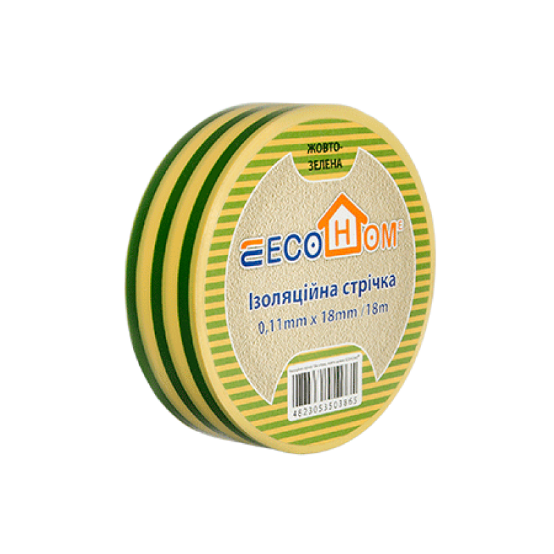 18x0,11мм 18м Изоляционная лента ПВХ желто-зеленая [ECO0150020018] АСКО