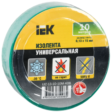 Изолента 0,13х15мм зеленая 10м, [uiz-13-10-10m-k06]