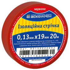 19x0,13мм 20м Изоляционная лента ПВХ красная [A0150020042] АСКО