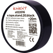 19x0,13мм 20м Изоляционная лента ПВХ черная [s022016] E.NEXT e.tape.stand.20.black