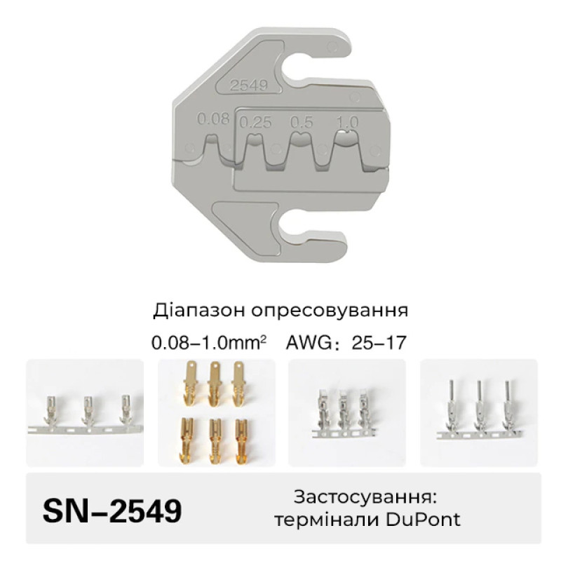 Матрица SN-2549 0.08-1 мм.кв 25-17 AWG для кримпера серии SN ширина порта 4мм [(A4)SN-2549] TACTIX
