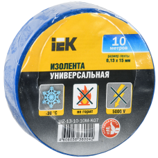 Изолента 0,13х15мм синяя 10м, иек [uiz-13-10-10m-k07]