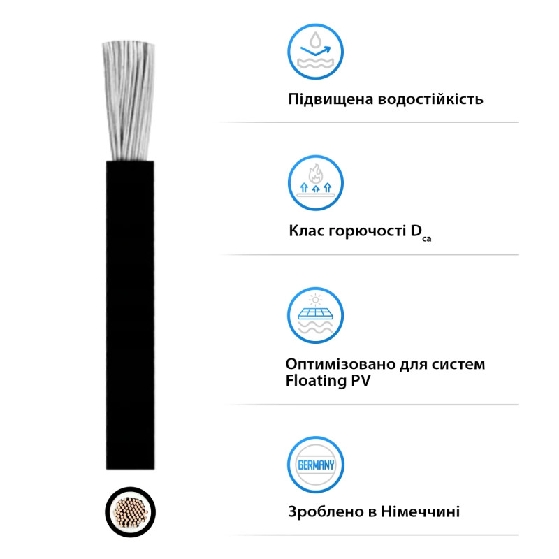 Кабель для солнечных панелей Solar DB+ 1х6 мм.кв KBE черный [730600015060QUSW] мягкий одножильный-многопроволочный