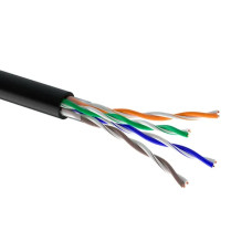 Кабель витая пара U/UTP AWG PE (К) cat.5E 4х2х0.51 кв.мм черный ЗЗЦС [122729-1C] внешний компьютерный