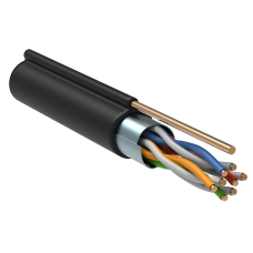 Кабель связи витая пара f/utp кат.5E 4х2х24 (0,51мм) awg, ldpe трос 1,2мм, 305м, черный, [lc3-c5e04-359]