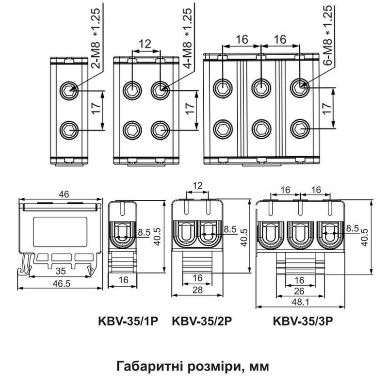2,5-35мм.кв 135А 2⇒2 Клемма вводная силовая 800V AC желто-зеленая [A0130010171] KBV АСКО