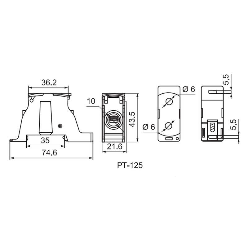 10-35мм.кв 125А клема прохідна силова 690V AC [A0130010149] PT-125 АСКО