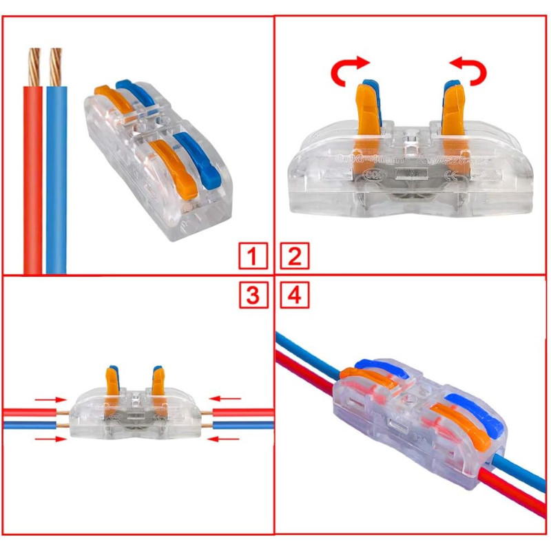 Набор клемм 0,08-4мм.кв 32А 3х1⇒3х1 проходная одинарная 39х18х14,5мм с фиксатором 12+5шт [CT423-17box] TACTIX