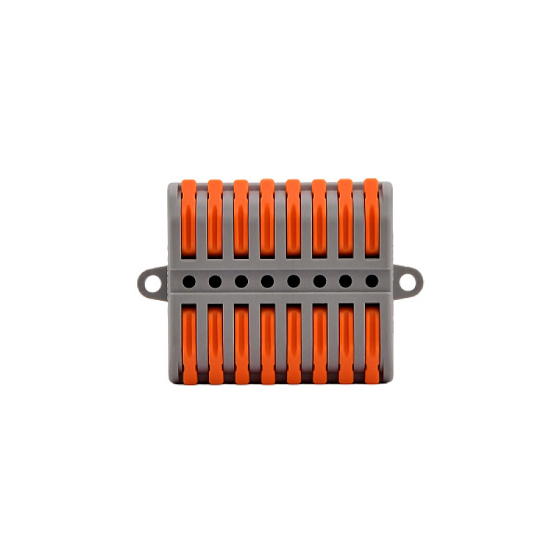 0,2-4мм.кв 32А 8x1⇒8x1 проходная одинарная клемма 40,3x14,5x43,6мм [A0130010215] DF-2-Y/2-8B АСКО оранжевый рычаг крепление 3,3мм