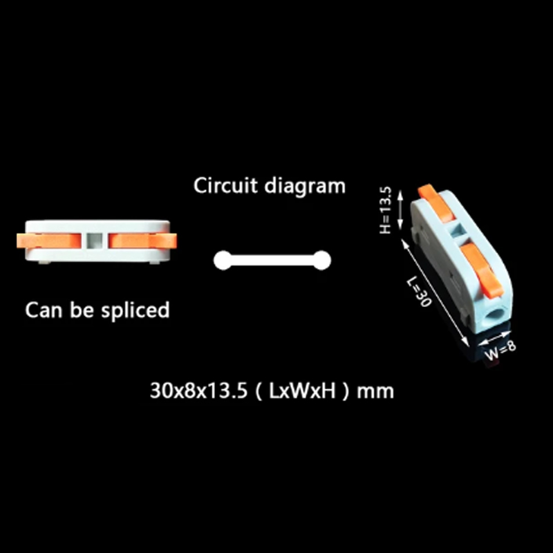 0,08-4мм.кв 32А 1⇒1 проходная наборная клемма 30х8х13,5мм [CT2-1M] TACTIX оранжевый рычаг