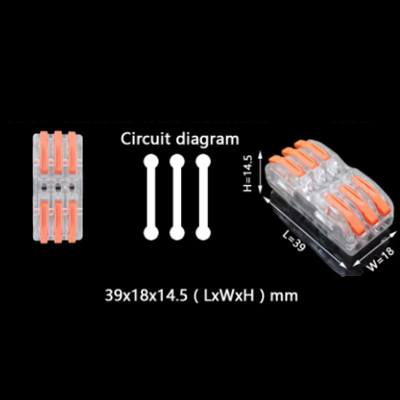 0,08-4мм.кв 32А 3х1⇒3х1 проходная одинарная клемма 39х18х14,5мм [CT423T] TACTIX оранжевый рычаг