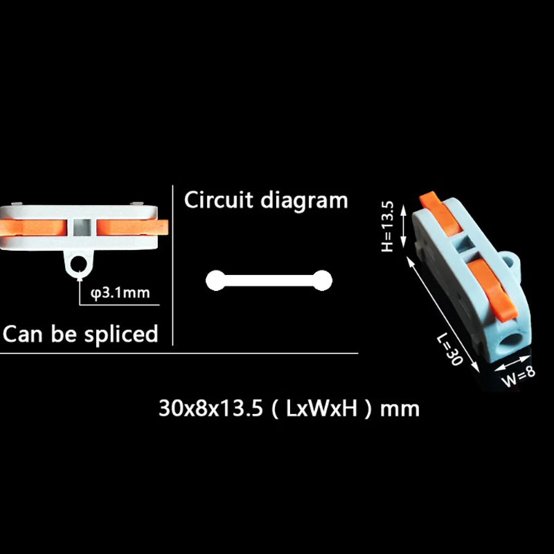 0,08-4мм.кв 32А 1⇒1 проходная наборная клемма 30х8х13,5мм [CT2-1MR] TACTIX оранжевый рычаг крепеж 3,1мм