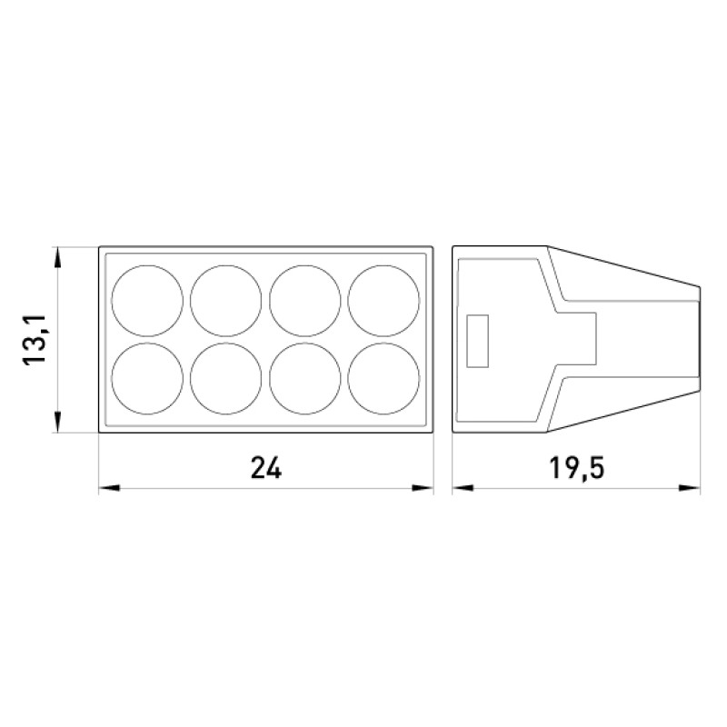 1-2,5мм.кв 24А 1⇒7 соединительная одинарная клемма 24х19,5х13,1мм [p0670004] e.lc.pro.ac.8 E.NEXT черная вставка