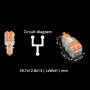 0,08-4мм.кв 32А 1⇒2 проходная наборная клемма 29,7х12,8х13мм [DF-12TO] TACTIX оранжевый рычаг