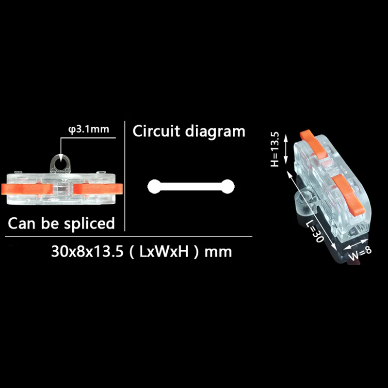 0,08-4мм.кв 32А 1⇒1 проходная наборная клемма 30х8х13,5мм [CT2-1MTL] TACTIX оранжевый рычаг крепеж 3,1мм