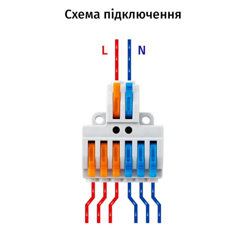 Набор клемм 0,08-4мм.кв 32А 1⇒3+1⇒3 разветвляющая одинарная 41,5х33,8х14,8мм (12шт) [KV426-12box] TACTIX цветные рычаги