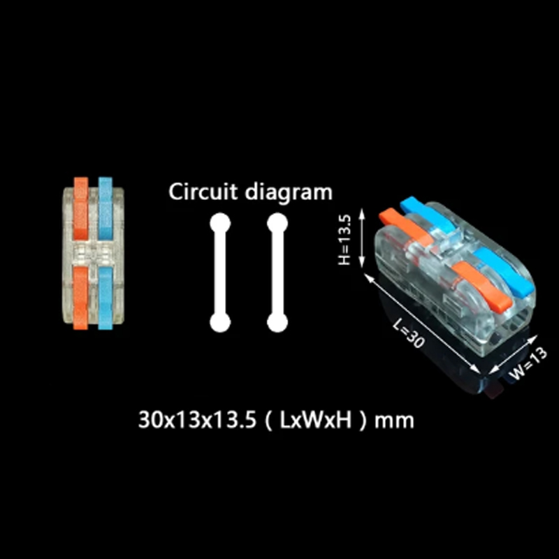 0,08-4мм.кв 32А 2х1⇒2х1 проходная одинарная клемма 30х13х13,5мм [CT2-2MT] TACTIX цветные рычаги
