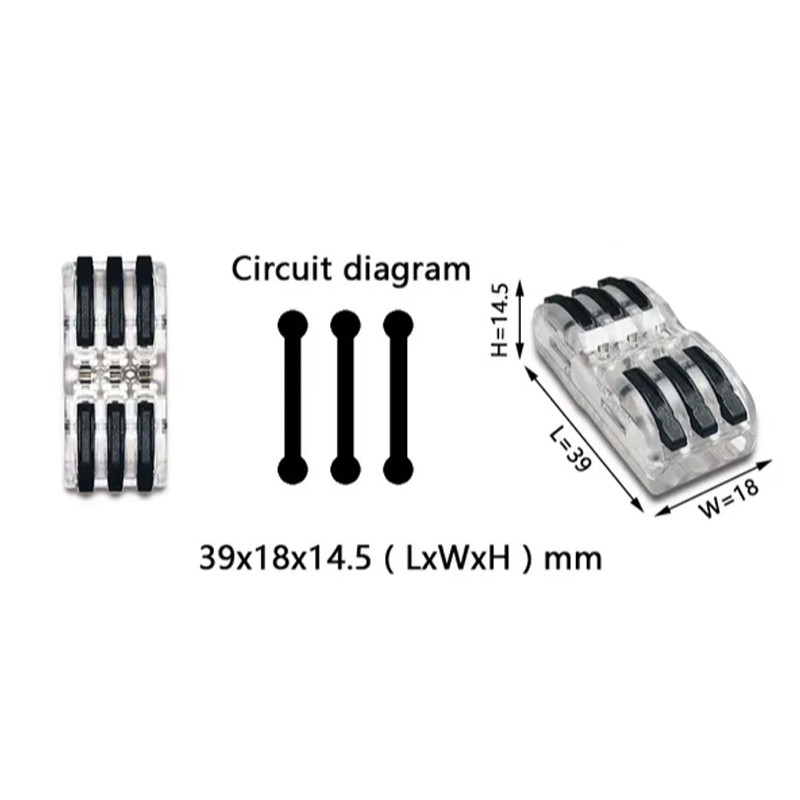 0,08-4мм.кв 32А 3х1⇒3х1 проходная одинарная клемма 39х18х14,5мм [CT423TD] TACTIX черный рычаг