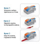 Набор клемм 0,08-4мм.кв 32А 1⇒3+1⇒3+1⇒3 разветвляющая одинарная 29,7х33,2х13мм (15шт) [DF-63T-15box] TACTIX цветные рычаги