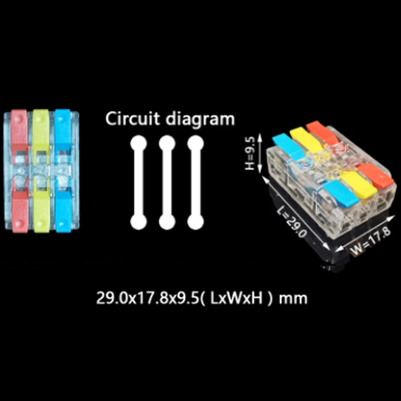 0,5-4мм.кв 32А 3х1⇒3х1 проходная одинарная клемма 29х17,8х9,5мм [CT3T] TACTIX цветные рычаги