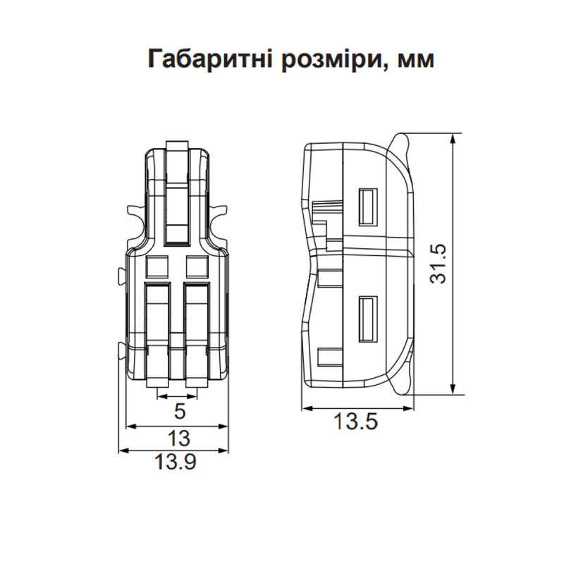 0,08-4мм.кв 32А 1⇒2 проходная наборная клемма 13,9х31,5х13,5мм [A0130010124] DB-12 АСКО оранжевый рычаг