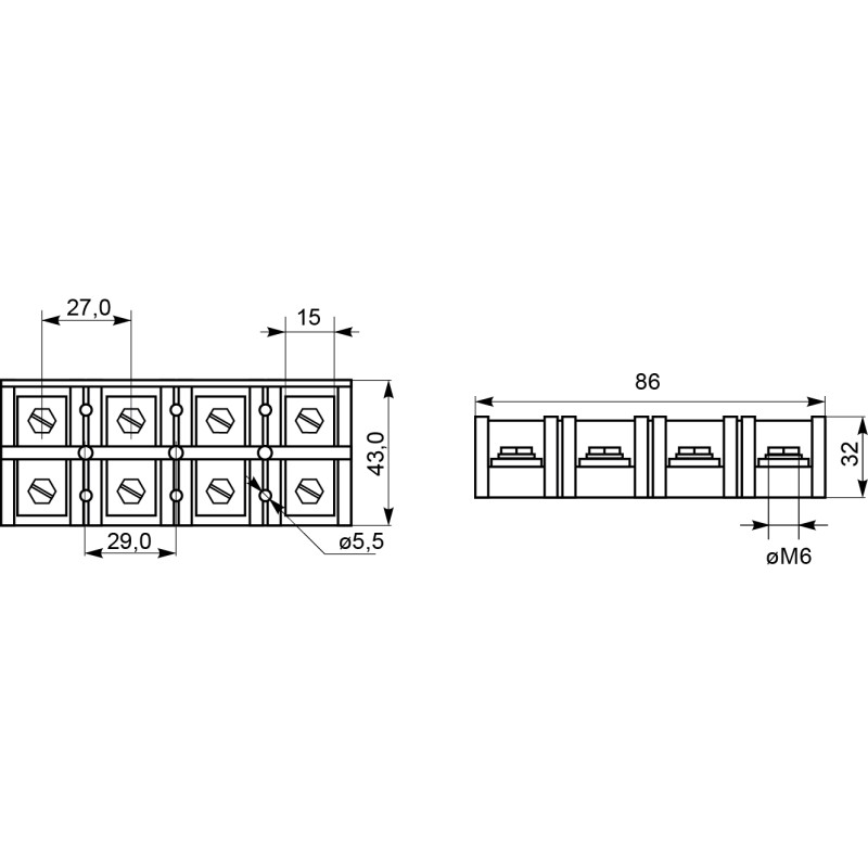 3P 60A 600V Клемна колодка в корпусі [A0130050028] ТС603 АСКО