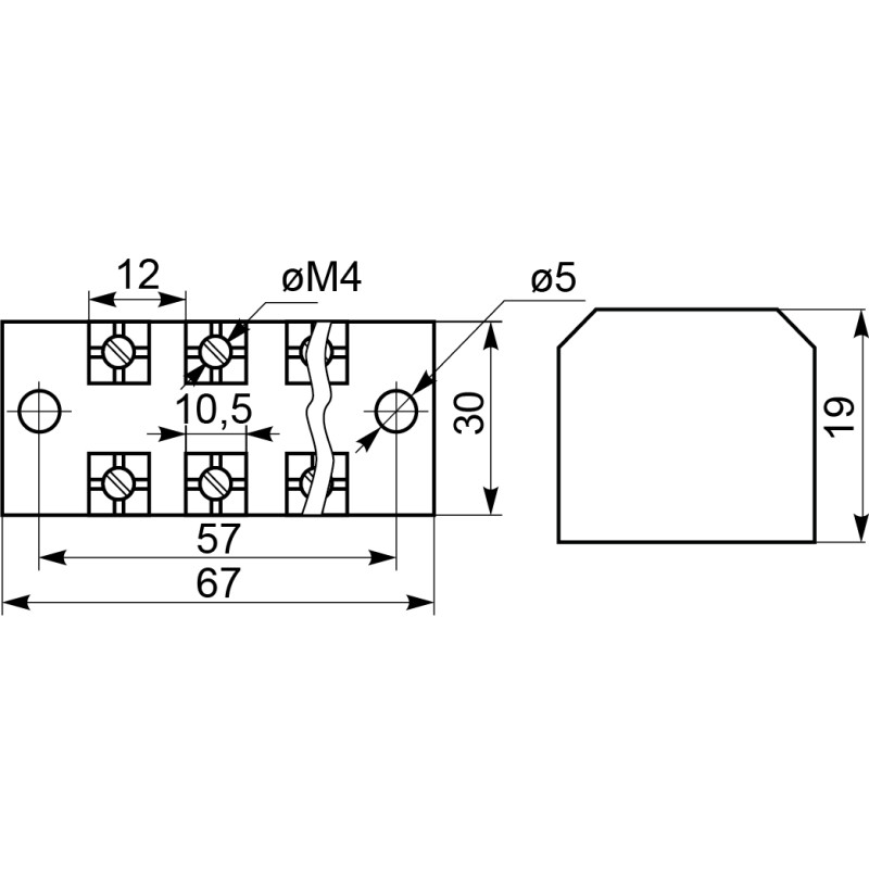 4P 25A 600V Клемна колодка в корпусі [A0130050008] TB2504 АСКО