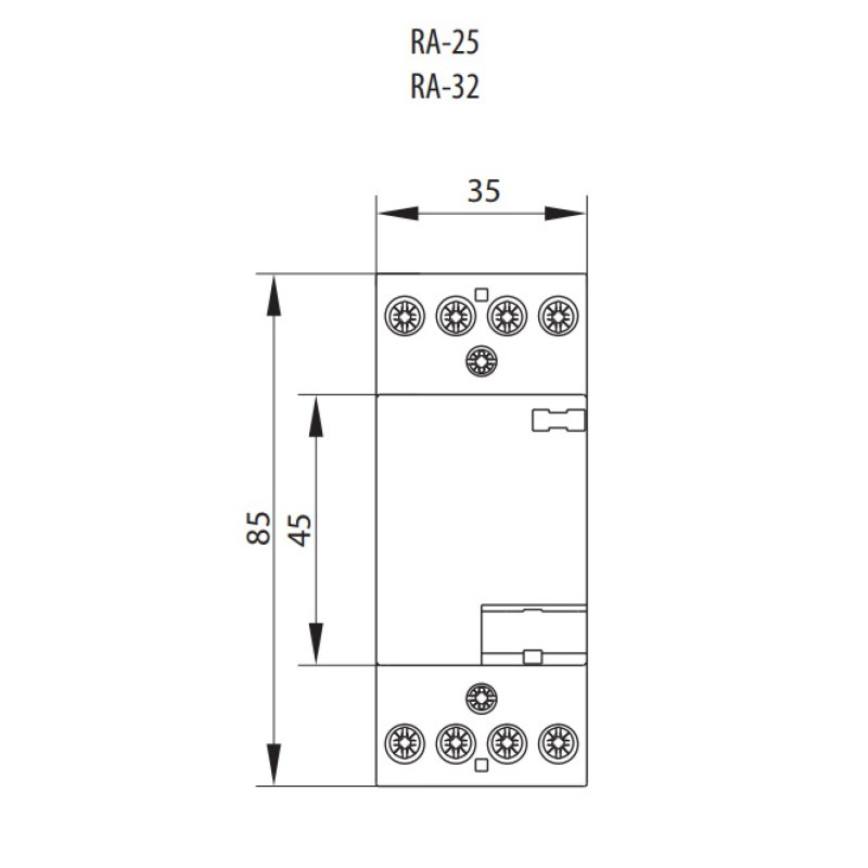 Контактор модульний 4P 25A 4NO 230V [2464094] RA 25-40 ETI