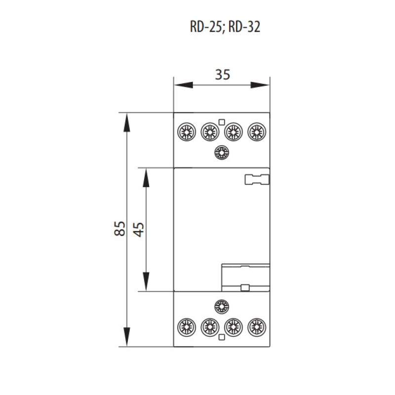 Контактор модульний 4P 25A 2NO+2NC 230V [2464014] RD 25-22 ETI