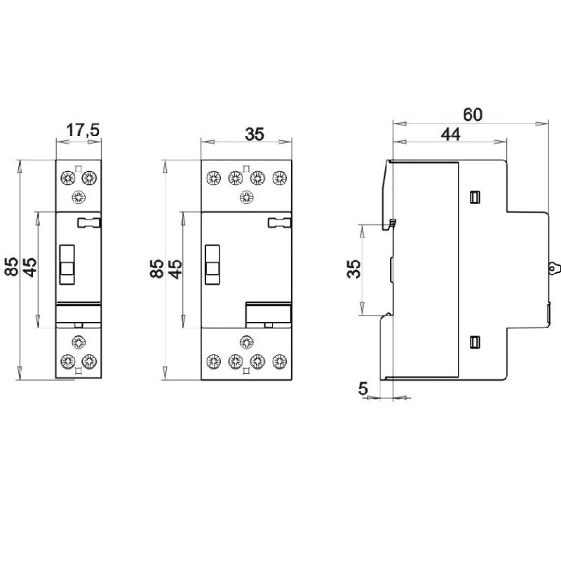 Контактор модульний 4P 25А 4NC AC/DC ручне керування [2464067] RD-R 25-04 ETI