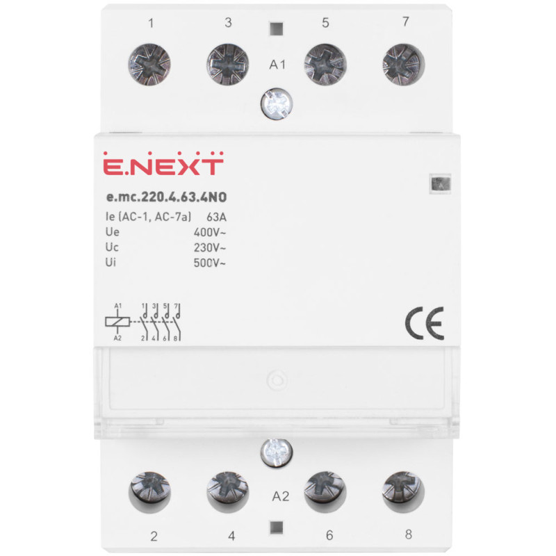 Контактор модульный 4P 63A 4NO 220V [p005009] e.mc.220.4.63.4NO E.NEXT