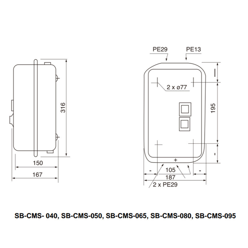 Контактор (пускач) в оболонці 40А 220В IP54 [CMS3-SB-040-220] SB-CMS-040 UEC