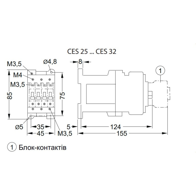 Контактор (пускач) 32А 24В [4646551] CES 32.00 ETI