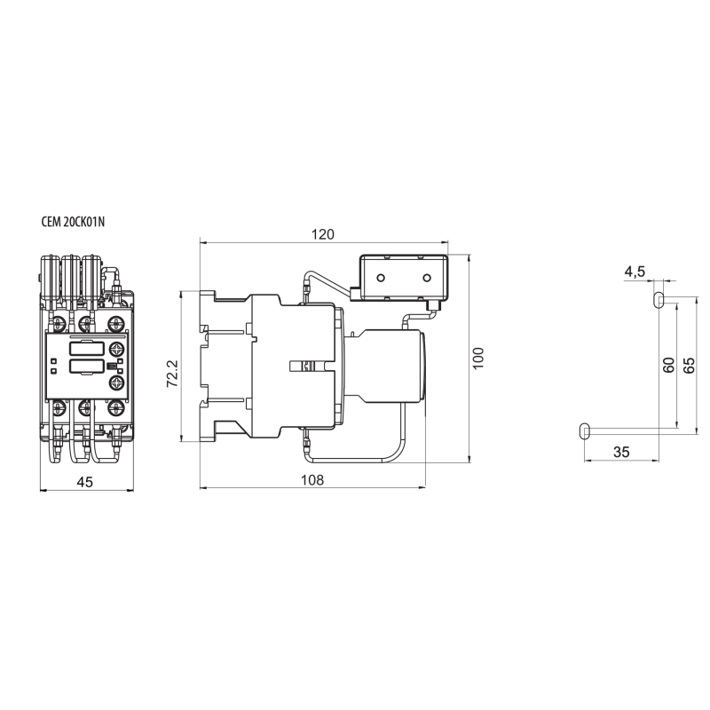 Контактор для конденсаторов 20 кВАр 440В 1NC [4643819] CEM CK 20.01N ETI